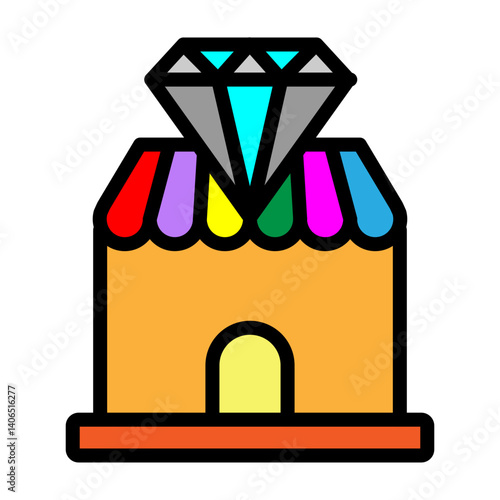 Jewelry Store Vector Filled Icon Design