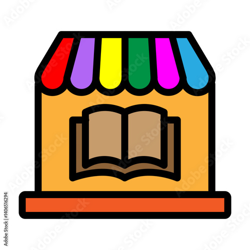Bookstore Vector Filled Icon Design