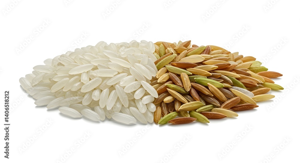 Obraz premium Thai Jasmine rice and unmilled rice isolated Rice photography