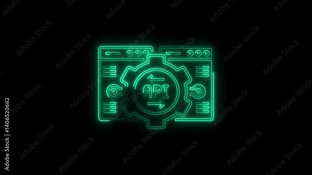 Glowing neon api icon 4k isolated on black background. HD Video motion graphic animation Glowing neon api icon 4k isolated on black background. HD Video motion graphic animation