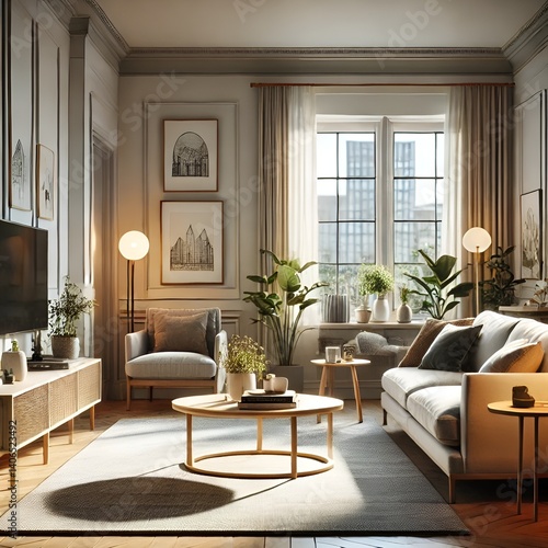 a luxurious and minimalist living room interior