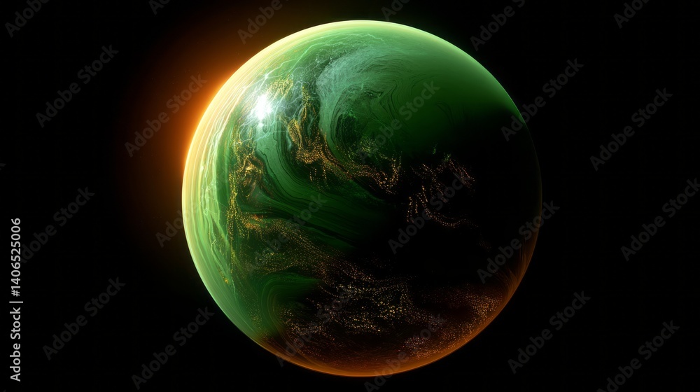 Obraz premium Underwater Planet Glowing Perspective Oceans 