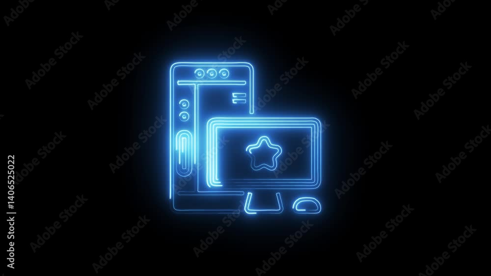 Glowing neon pc game icon isolated on black background. HD Video motion graphic animation Glowing neon pc game icon isolated on black background. HD Video motion graphic animation