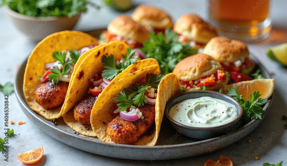 Delicious Homemade Spicy Fish Tacos with Creamy Sauce Delicious Homemade Spicy Fish Tacos with Creamy Sauce