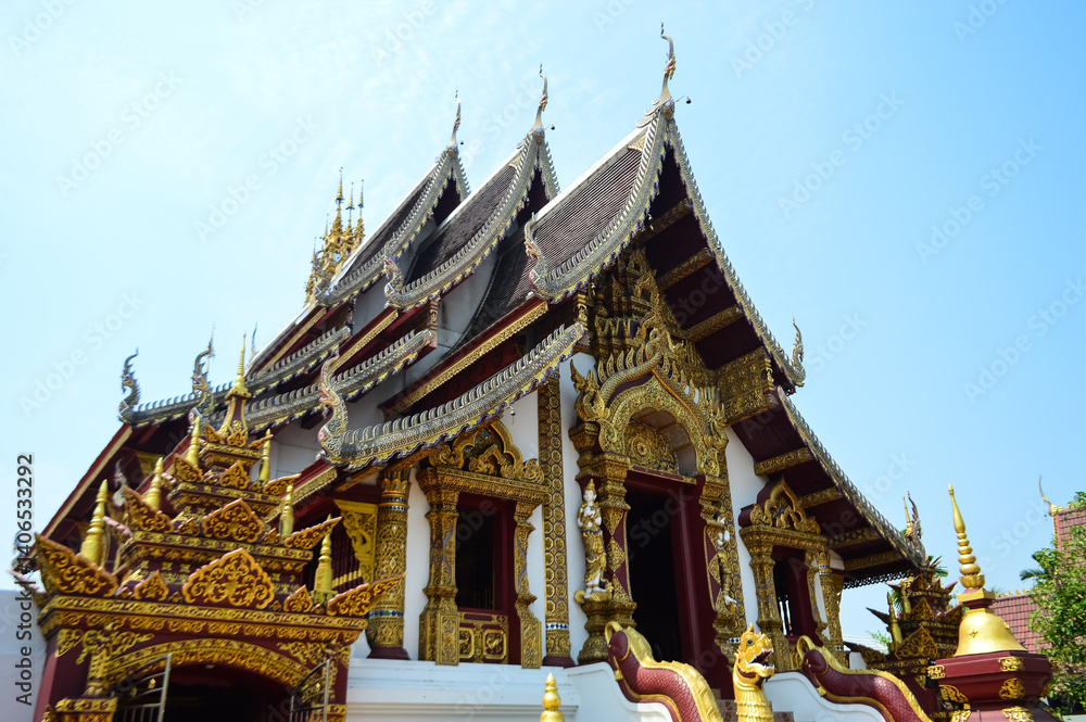 Chapel, Lanna Architecture,Symbols of Buddhism, South East Asia at Wat Rat Monthian, Chiang Mai, Northern Thailand Chapel, Lanna Architecture,Symbols of Buddhism, South East Asia at Wat Rat Monthian, Chiang Mai, Northern Thailand
