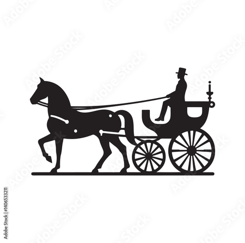 Horse and carriage silhouette vector illustration