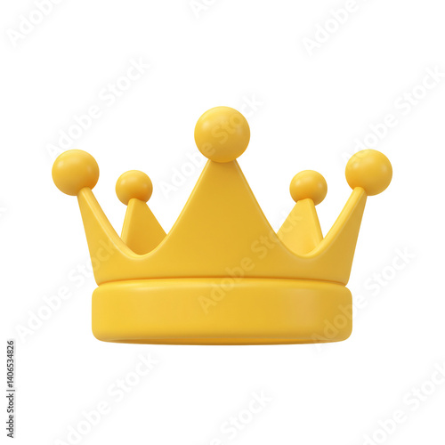 A bright yellow cartoon crown isolated on a transparent background this 3d rendered image is perfect for websites game design children's books and more