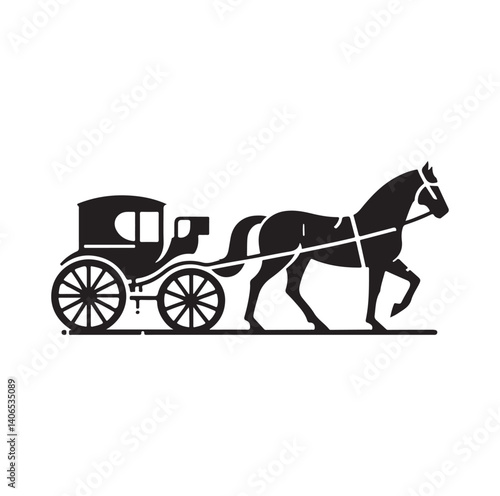 Horse and carriage silhouette vector illustration