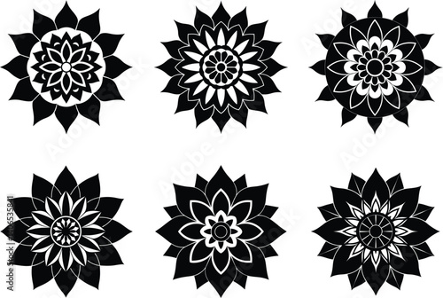 PrintIntricate Black Floral Mandala Ornament Design