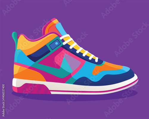 Colorful Sneakers Design. A Fashionable Illustration