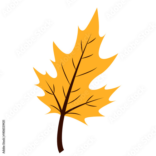 A flat vector illustration of a yellow and orange autumn leaf, ideal for seasonal designs, nature themes, educational projects, or decorative artwork.