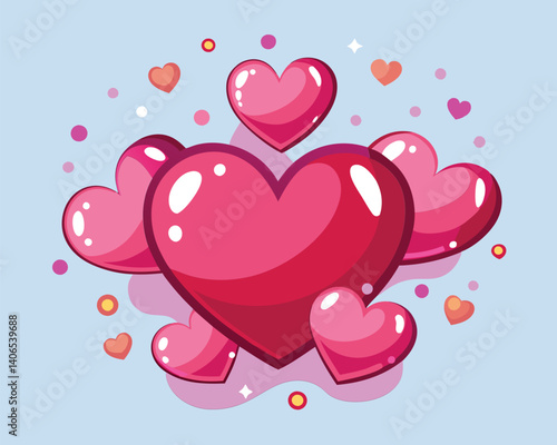 Cute Pink Hearts Illustration. Valentine's Day Design