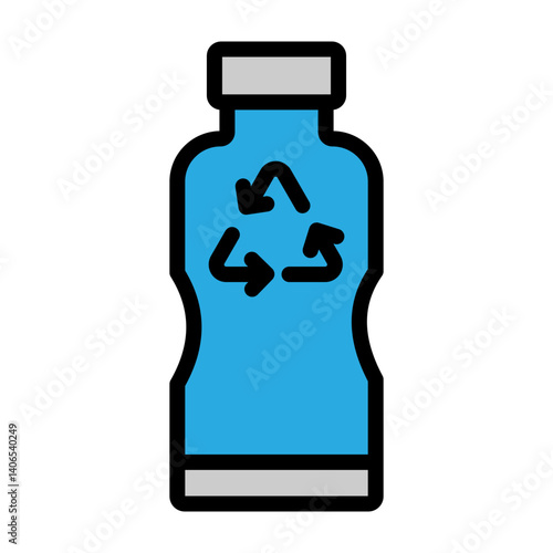 Plastic Bottle Recycling Vector Filled Icon Design
