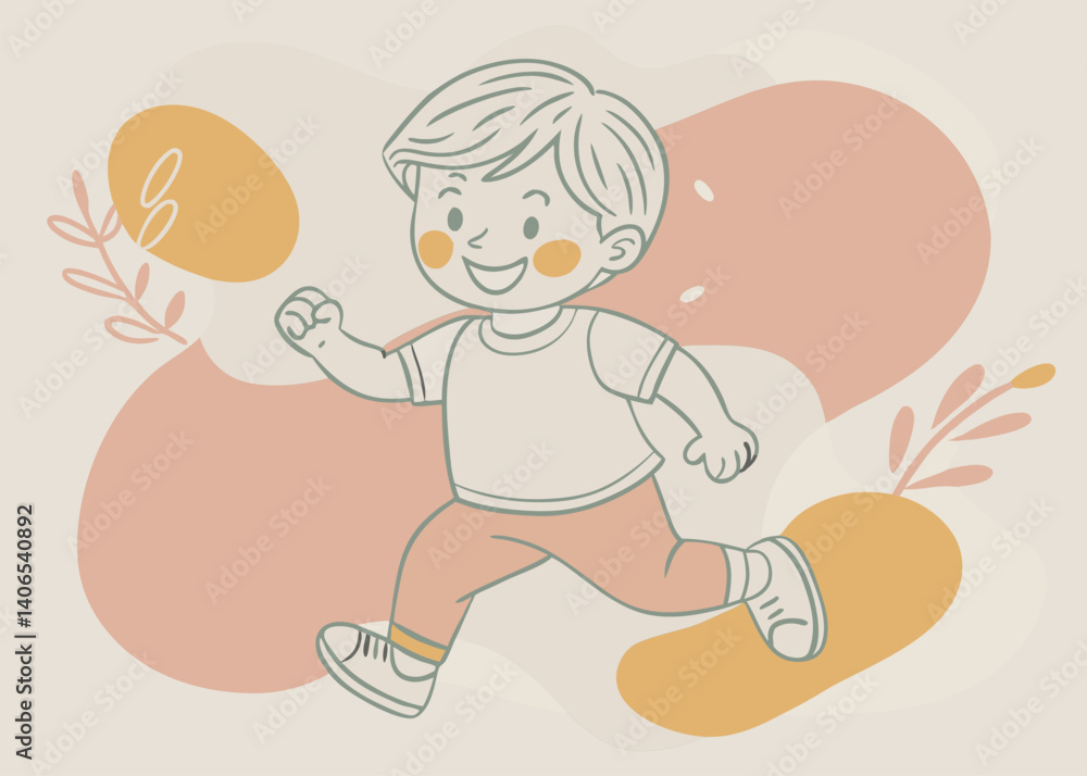Cute Cartoon Boy Running. Joyful Illustration Cute Cartoon Boy Running. Joyful Illustration