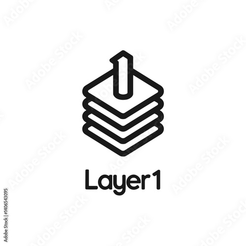 Layer 1 cryptocurrency logo in black and white, blockchain concept