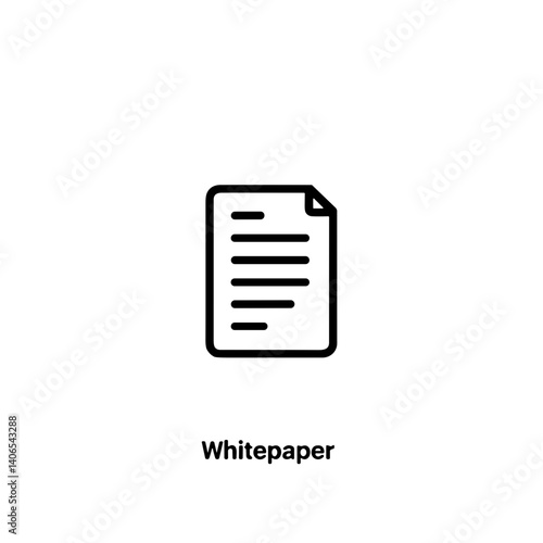 Minimalist whitepaper icon on white background, blockchain concept