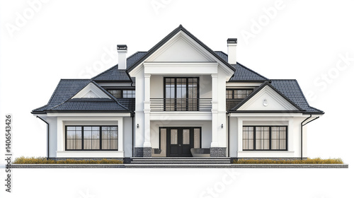 Wallpaper Mural Elegant white house with dark roof and large windows, showcasing modern architecture Torontodigital.ca