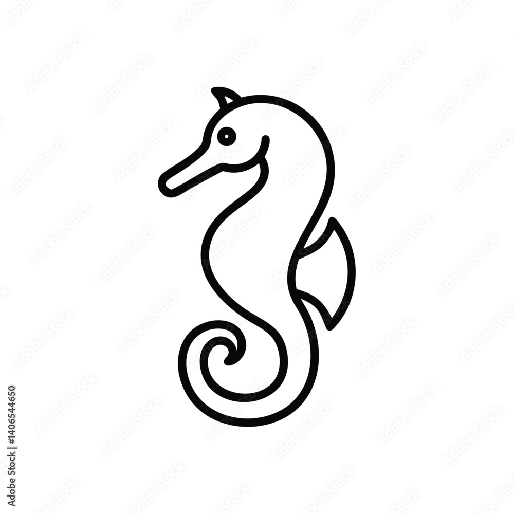 Fototapeta premium Minimalist Seahorse Line Art Illustration For Marine Life Designs And Creative Projects