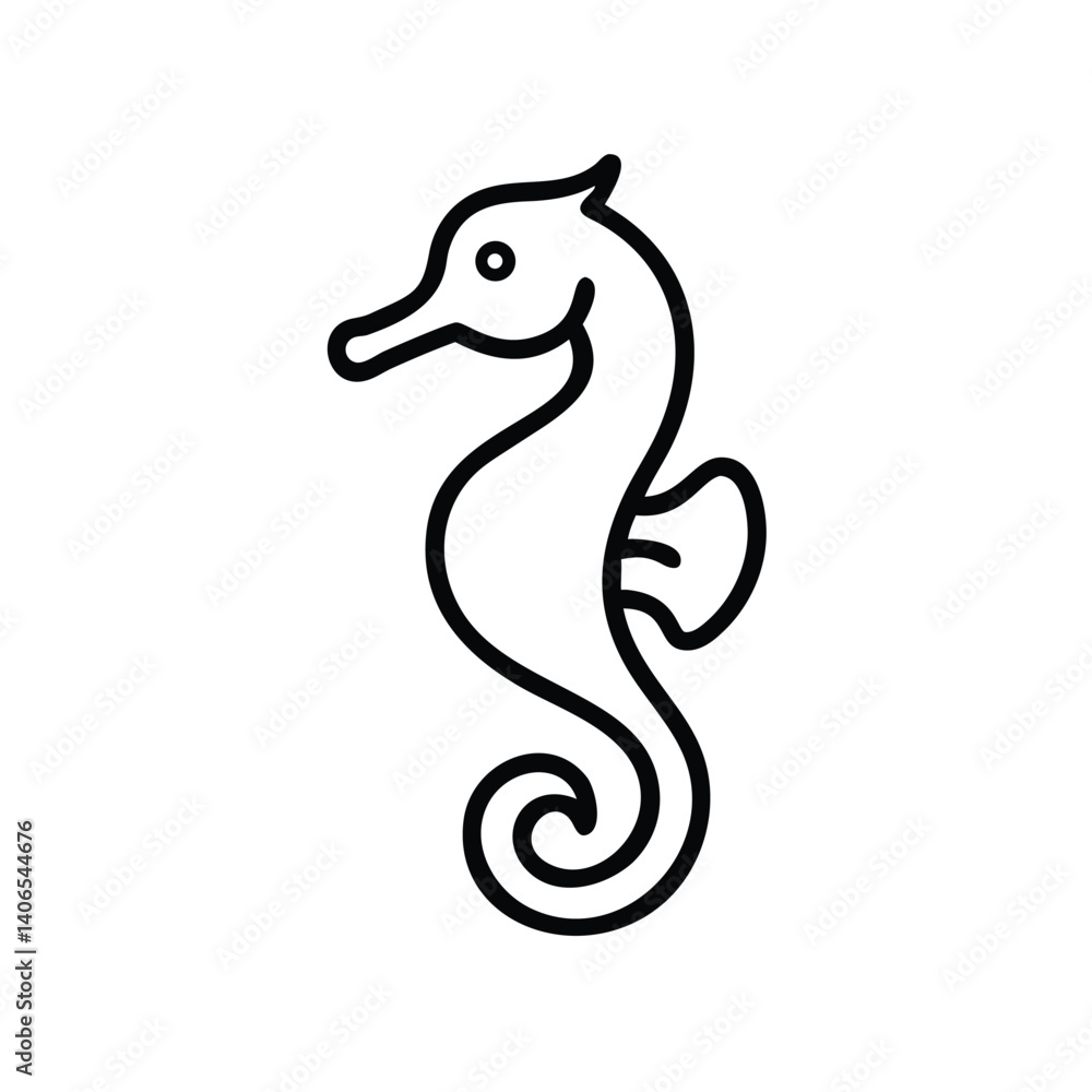 Fototapeta premium Minimalist Seahorse Outline Icon For Nautical Designs And Creative Projects Illustration
