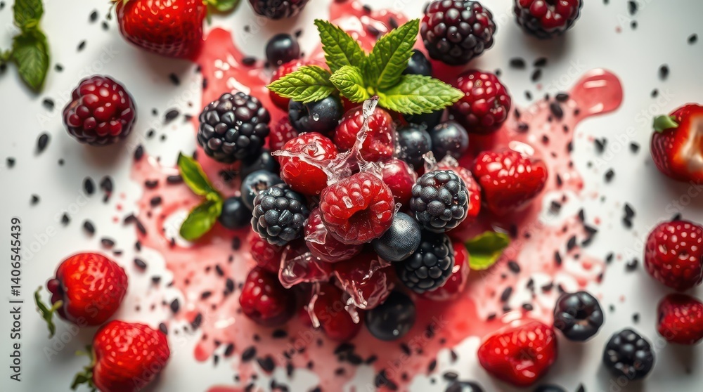 Mixed Berries Splash with Strawberries, Blueberries, and Blackberries on Gray Background – Fresh Fruit Explosion Concept
Mixed Berries Splash with Strawberries, Blueberries, and Blackberries on Gray Background – Fresh Fruit Explosion Concept