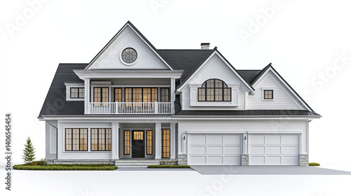Wallpaper Mural Elegant white house with large windows and spacious garage Torontodigital.ca