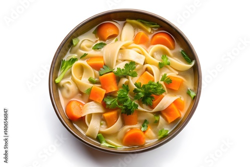 Hearty Vegetable Noodle Soup in a Bowl