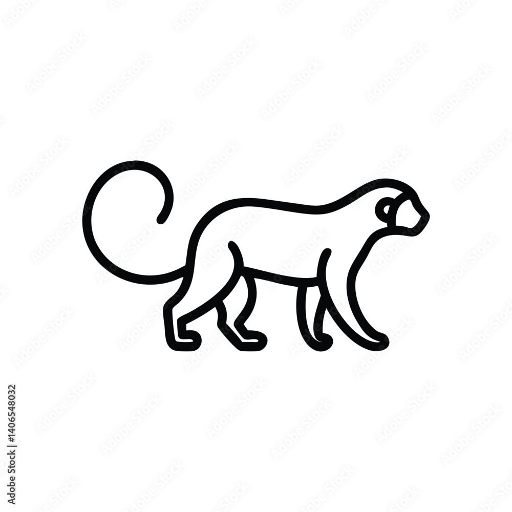 Monkey Silhouette Outline Vector Illustration For Logo Or Design Elements Monkey Silhouette Outline Vector Illustration For Logo Or Design Elements