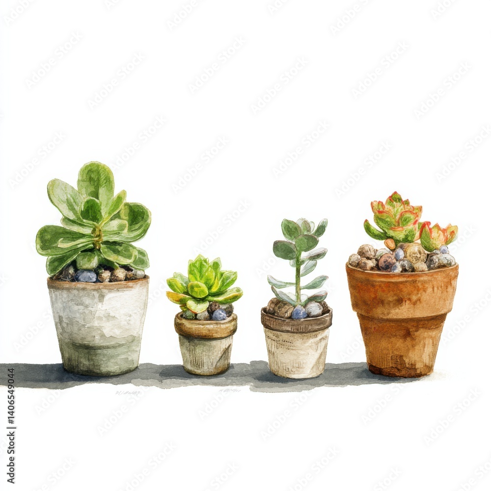 Fototapeta premium Succulent plants in decorative pots