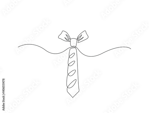Continuous line art drawing of neck tie. Man's tie in line art drawing vector illustration. Editable stroke.