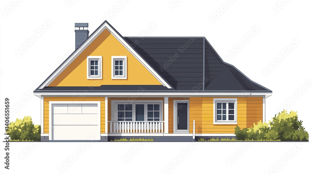 charming yellow house with garage and front porch charming yellow house with garage and front porch
