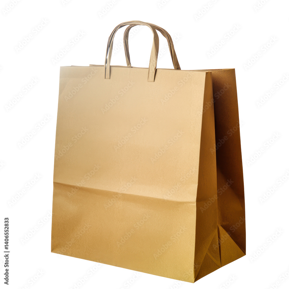 brown paper bag with handles isolated on white or transparent background brown paper bag with handles isolated on white or transparent background