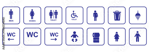 
Set of restroom, toilet icon collection. Male and female restroom. Vector Illustration.
