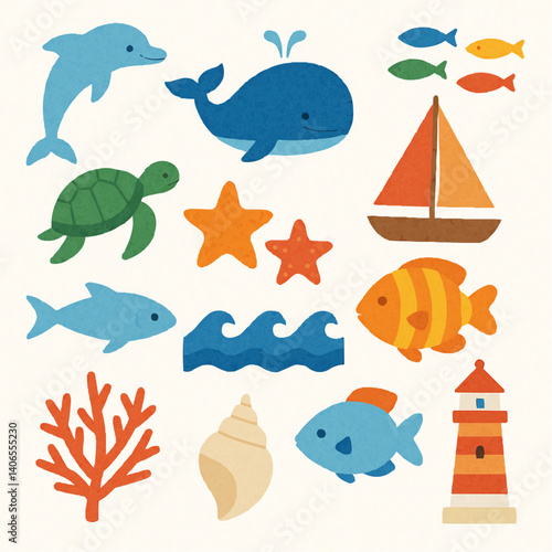 海　生き物　イラスト
