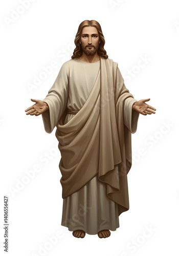 Jesus Christ figure with white background. A Serene and Compassionate Portrait