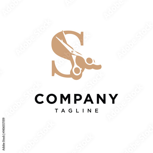 Letter S Barber Scissor Logo Icon Vector