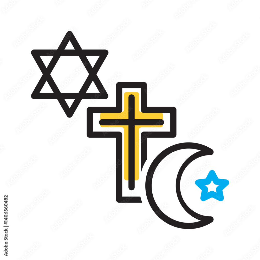 Obraz premium Vector multi color icon for Religions
