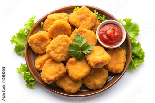 Crispy Chicken Nuggets Served with Ketchup