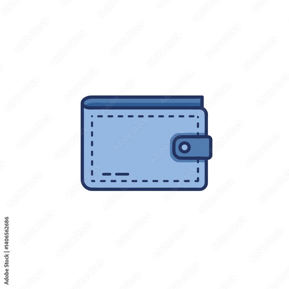 Simple Blue Wallet Icon Against White Background Simple Blue Wallet Icon Against White Background