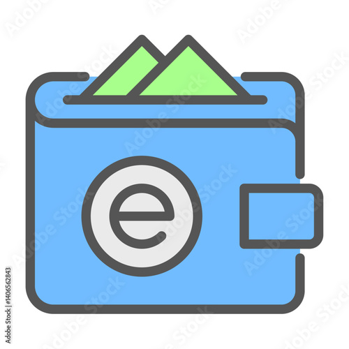 ewallet filled outline icon. payment color line illustration.