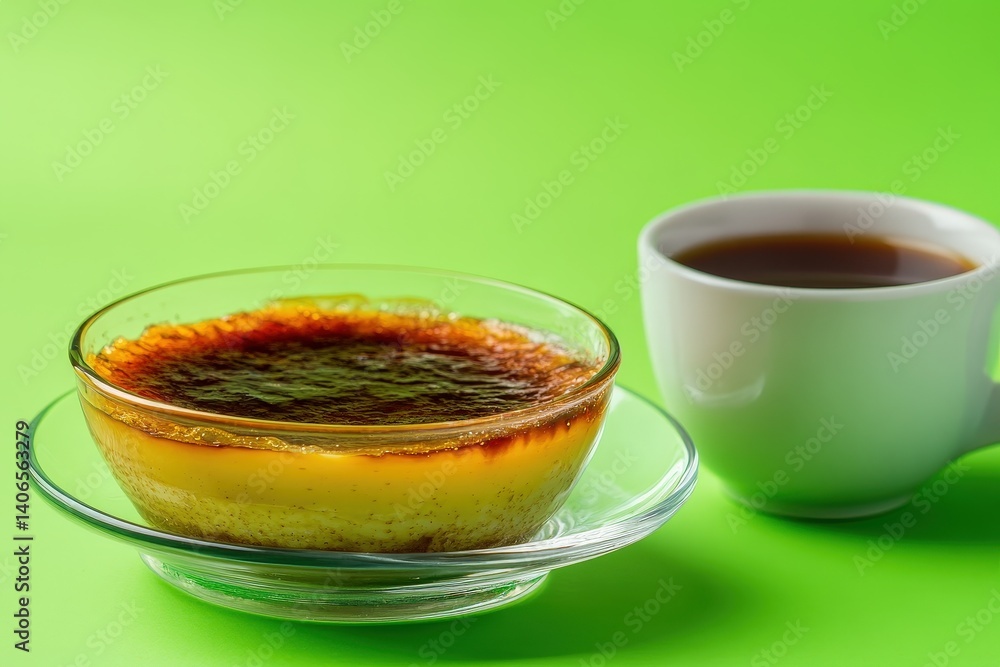 Creamy, caramelized custard dessert served with coffee. Creamy, caramelized custard dessert served with coffee.