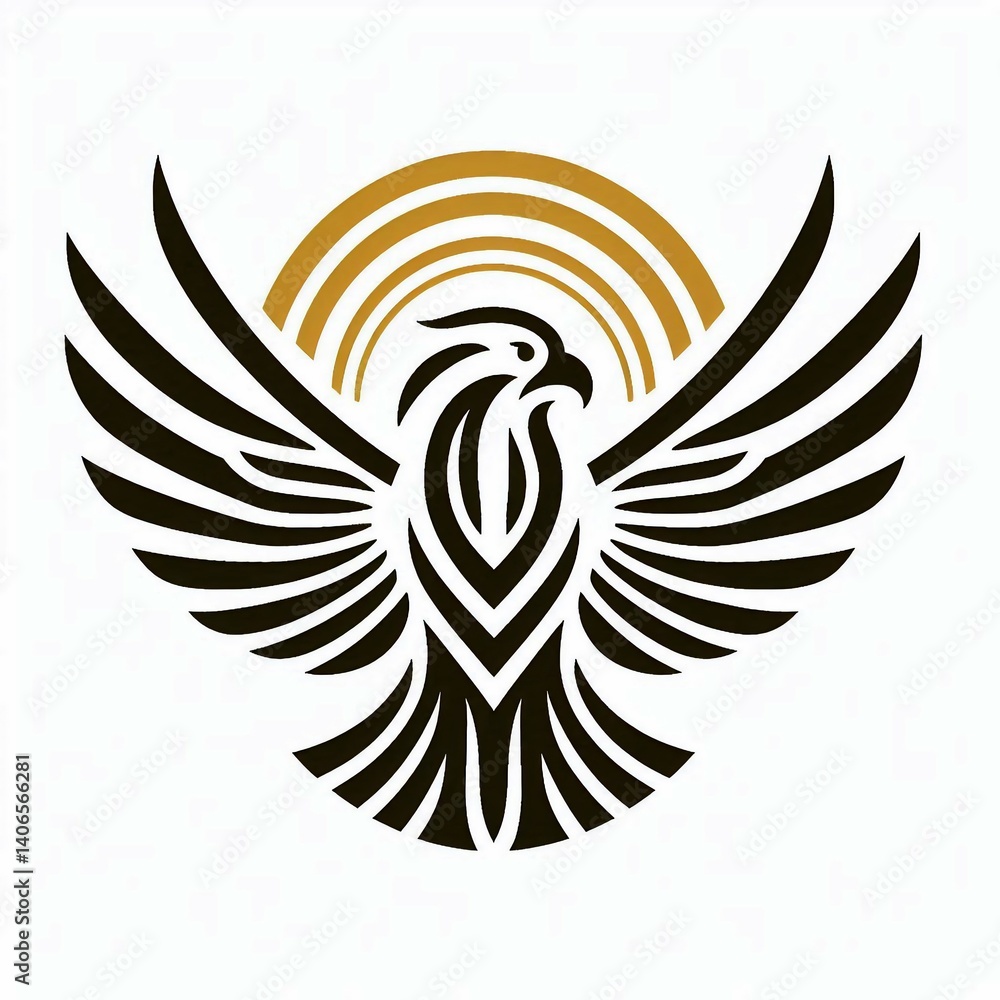 Fototapeta premium Golden Halo Eagle Emblem Minimalist Style suitable for business card