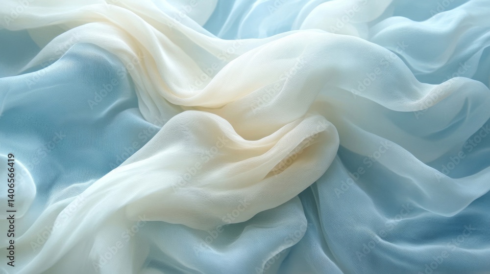 Fototapeta premium Blue And White Draped Fabric Texture Background