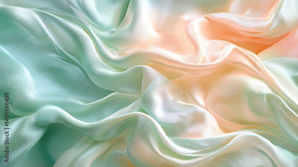 Obraz premium Pastel Green and Peach Silk Fabric Texture