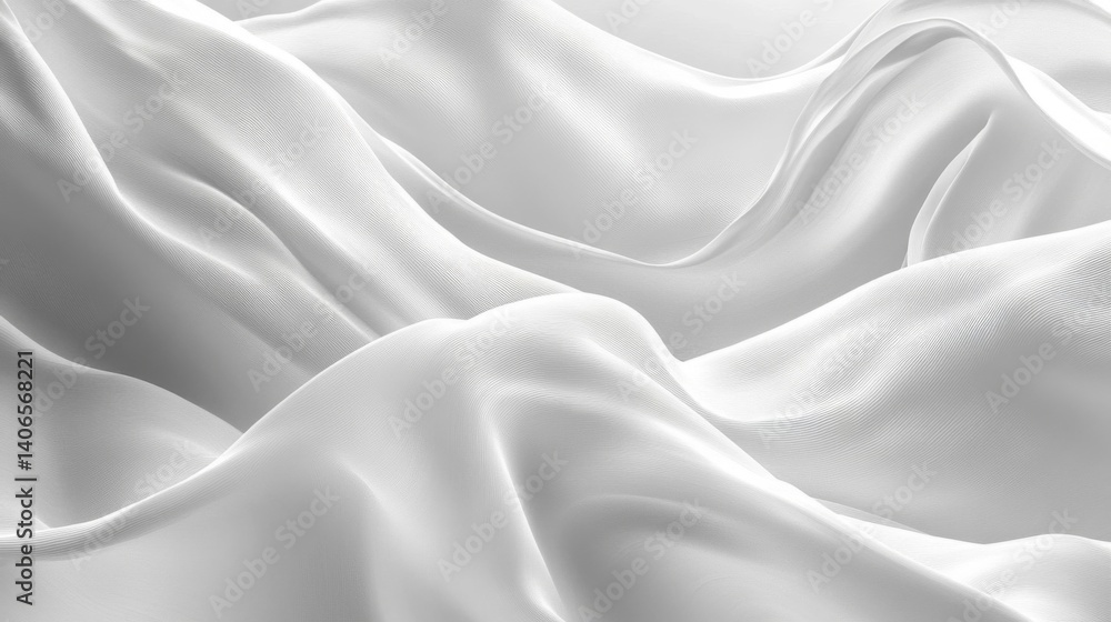 Obraz premium White Fabric Draped in Soft Waves Abstract Background