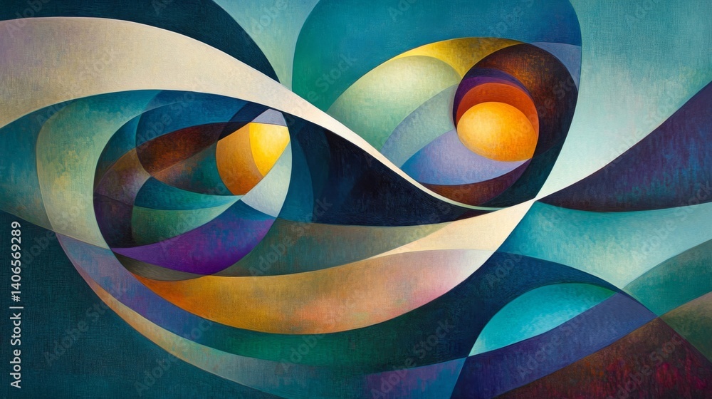 Abstract Colorful Painting with Dynamic Curved Lines Abstract Colorful Painting with Dynamic Curved Lines