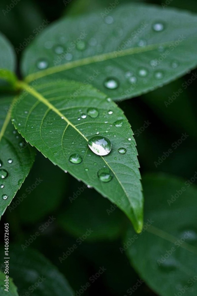 a close up of a leaf with water droplets on it a close up of a leaf with water droplets on it