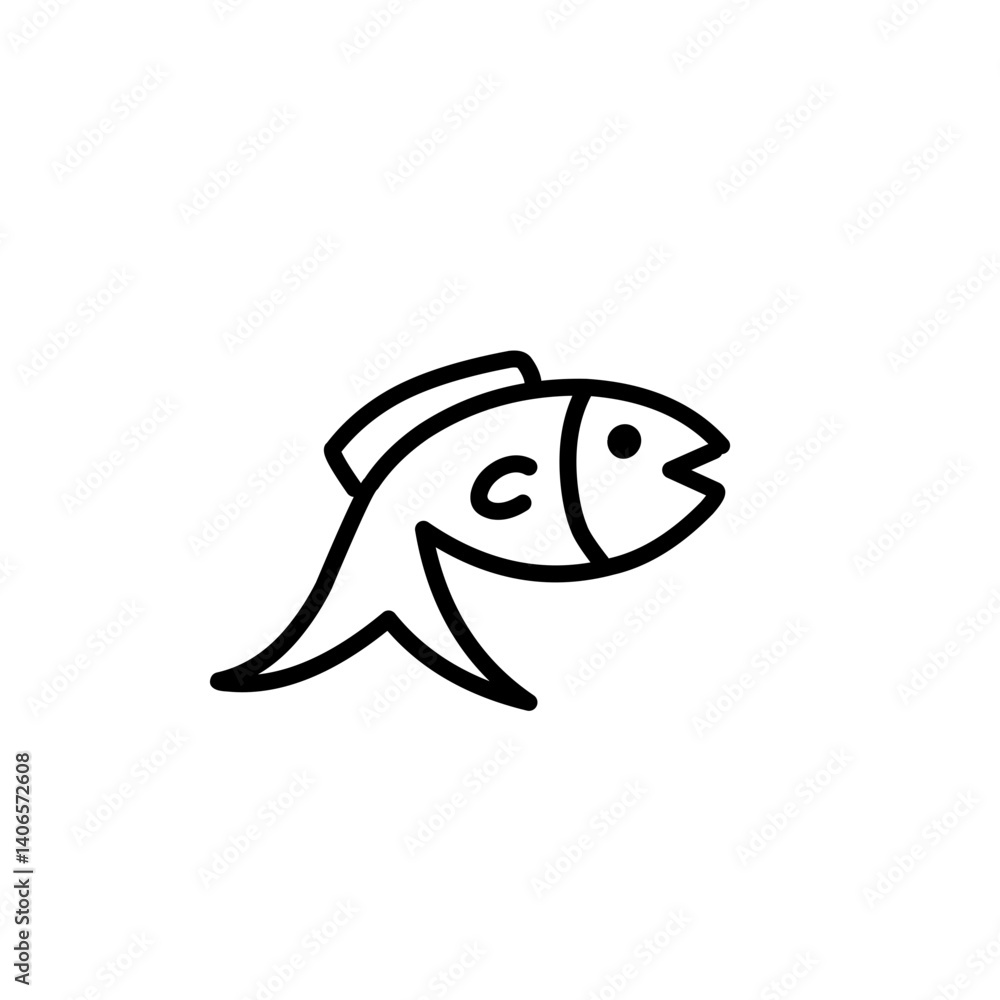 simple line doodle fish simple line doodle fish