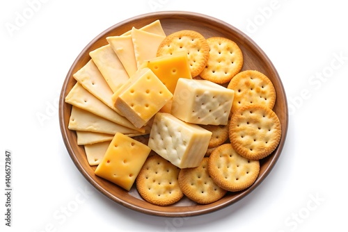 Delicious Cheese and Crackers Arrangement on a Plate