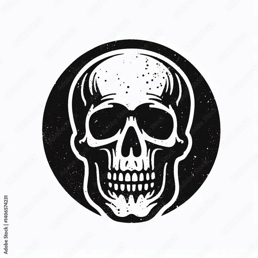 Obraz premium Grungy Skull in Circle Graphic suitable for presentation template