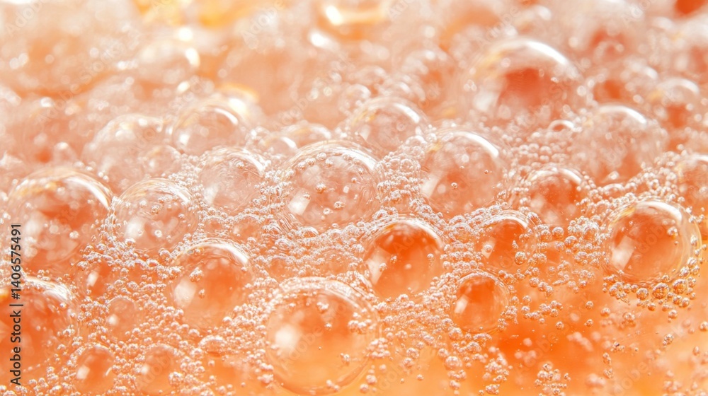 Fototapeta premium Close-up of Orange Bubbles and Foam Texture